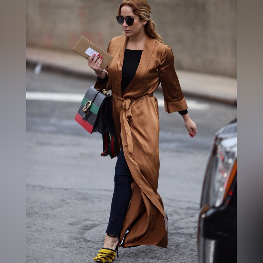 Reformation Bronze Satin Maxi Dress